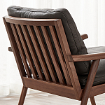 Кресло c каркасом из массива дерева и мягкой кожаной обивкой Walnut Armchair варинант исполнения - 9 | Loft Concept в Волгограде