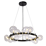 Люстра круглая подвесная с 15-ю прозрачными шарообразными плафонами из стекла Iona chandelier варинант исполнения - 8 | Loft Concept в Волгограде