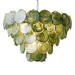 Люстра из зеленых стеклянных дисков с перламутровым эффектом Green Glowing Glaze варинант исполнения - 6 | Loft Concept в Волгограде