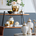 Ваза с золотыми полосами на белом фоне Chinoiserie Ceramics варинант исполнения - 4 | Loft Concept в Волгограде