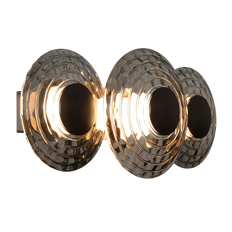 Бра из трех стеклянных фактурных дисков Eyepiece Прозрачный Янтарный Дымчатый (Smoke) в Волгограде | Loft Concept 