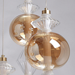 Люстра с плафонами из прозрачного и янтарного стекла в виде шаров и ромбов Gabriel Scott Luna варинант исполнения - 9 | Loft Concept в Волгограде