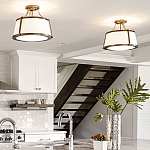 Потолочный светильник со светлым текстильным абажуром Hinkley варинант исполнения - 10 | Loft Concept в Волгограде