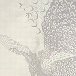 Обои ручная роспись в стиле Арт-деко Whistler Peacocks Special Colourway on 12 Carat White Gold gilded silk варинант исполнения - 2 | Loft Concept в Волгограде