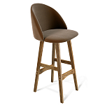 Барный стул со спинкой на 4-х деревянных ножках Коричневый Велюр Vendramin Chair  варинант исполнения - 1 | Loft Concept в Волгограде