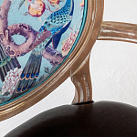 Полукресло из массива бука с сиденьем из экокожи и цветочным принтом на спинке Chinoiserie Garden Chair варинант исполнения - 2 | Loft Concept в Волгограде