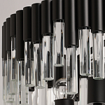 Люстра круглая из матового черного металла с подвесками из прозрачных стеклянных трубок Noir Tubes варинант исполнения - 7 | Loft Concept в Волгограде