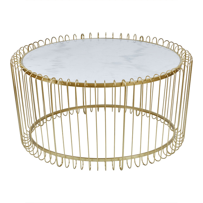 Журнальный столик с столешницей из мрамора на металлическом основании Table Vertical Planes Белый Золотой в Волгограде | Loft Concept 