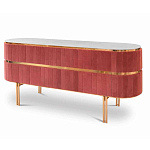 Дизайнерский комод овальный с розовой бархатной обивкой Edith варинант исполнения - 1 | Loft Concept в Волгограде