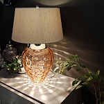 Настольная лампа с фактурным стеклянным основанием красного цвета с хромированной деталью у горловины и белым абажуром из искусственного шёлка Elstead Lighting варинант исполнения - 2 | Loft Concept в Волгограде