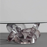 Дизайнерский журнальный стол с круглой прозрачной столешницей и основанием в виде цепи Hua Wang варинант исполнения - 1 | Loft Concept в Волгограде