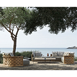 Дизайнерский уличный диван из массива дерева с плетеной спинкой PALINFRASCA Sofa варинант исполнения - 3 | Loft Concept в Волгограде