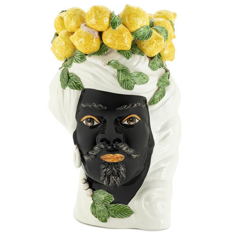 Ваза VASE LEMON HEAD MAN BIG Желтый Белый Ваза VASE LEMON HEAD MAN BIG Желтый Белый в Волгограде | Loft Concept