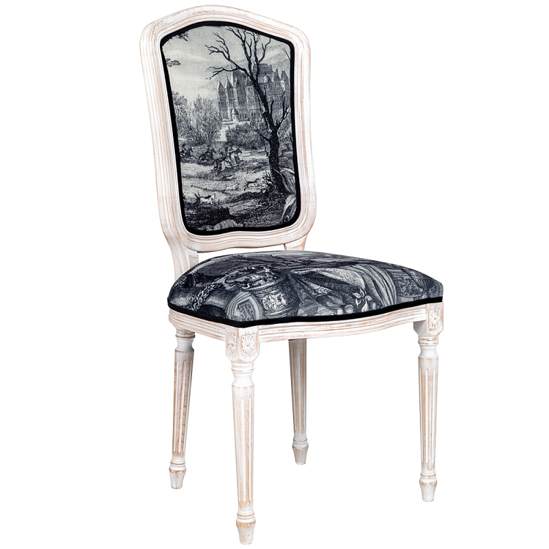 Стул Madrid Castle Stool Черно-белый Белый винтажная патина Стул Madrid Castle Stool Черно-белый Белый винтажная патина в Волгограде | Loft Concept