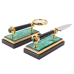 Настольный письменный набор из малахита и долерита с декором в виде герба России Leader Organizer варинант исполнения - 5 | Loft Concept в Волгограде