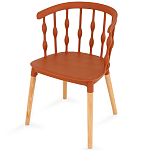 Пластиковый стул на ножках из массива бука Ferret Spiral Brown варинант исполнения - 7 | Loft Concept в Волгограде