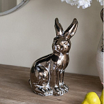 Статуэтка заяц из текстурированной терракоты и покрытый глянцевой краской под бронзу Rabbit Charm  варинант исполнения - 5 | Loft Concept в Волгограде