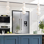 Подвесной светильник белого цвета с тремя геометрическими плафонами Alora Mood варинант исполнения - 12 | Loft Concept в Волгограде