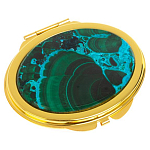 Зеркало карманное складное овальное из натурального камня Малахит с Хризоколлой Gold Stone Mirrors варинант исполнения - 1 | Loft Concept в Волгограде