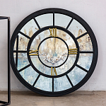 Зеркало настенное в чёрной металлической раме в виде часов Mirror Tower Clock варинант исполнения - 3 | Loft Concept в Волгограде