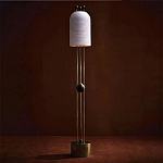 Торшер с белым фактурным абажуром и декором из черных сфер Echoes of Light варинант исполнения - 1 | Loft Concept в Волгограде