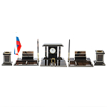 Настольный письменный набор с часами из природного камня обсидиана Team leader варинант исполнения - 1 | Loft Concept в Волгограде