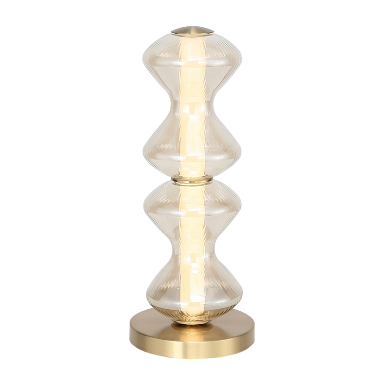 Настольная лампа светодиодная с волнообразным плафоном Amphora of Light Коньяк Золотой в Волгограде | Loft Concept 