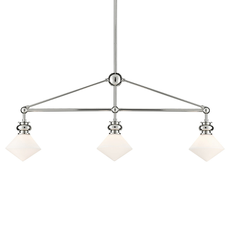 Люстра линейная с ромбовидными плафонами Pointed Diamond Shade Никель Белый Люстра линейная с ромбовидными плафонами Pointed Diamond Shade Никель Белый в Волгограде | Loft Concept
