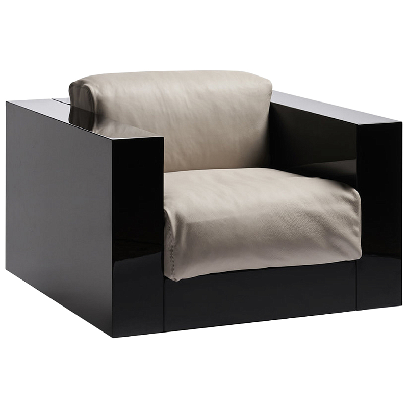 Дизайнерское кожаное кресло Poltronova Saratoga Armchair Белый Карамель Черный Дизайнерское кожаное кресло Poltronova Saratoga Armchair Белый Карамель Черный в Волгограде | Loft Concept