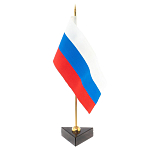 Флагшток настольный с флагом России из камня обсидиан Stone Flagpole варинант исполнения - 2 | Loft Concept в Волгограде