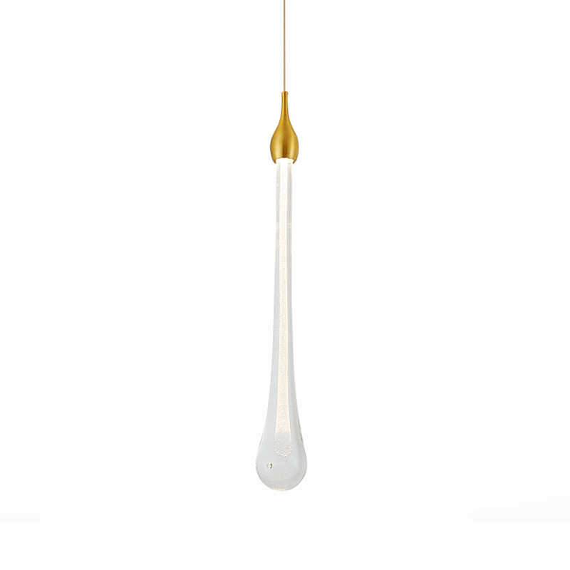 Подвесной светильник с плафоном в форме капли на золотистом каркасе Raindrop Прозрачное Стекло Золотой в Волгограде | Loft Concept 