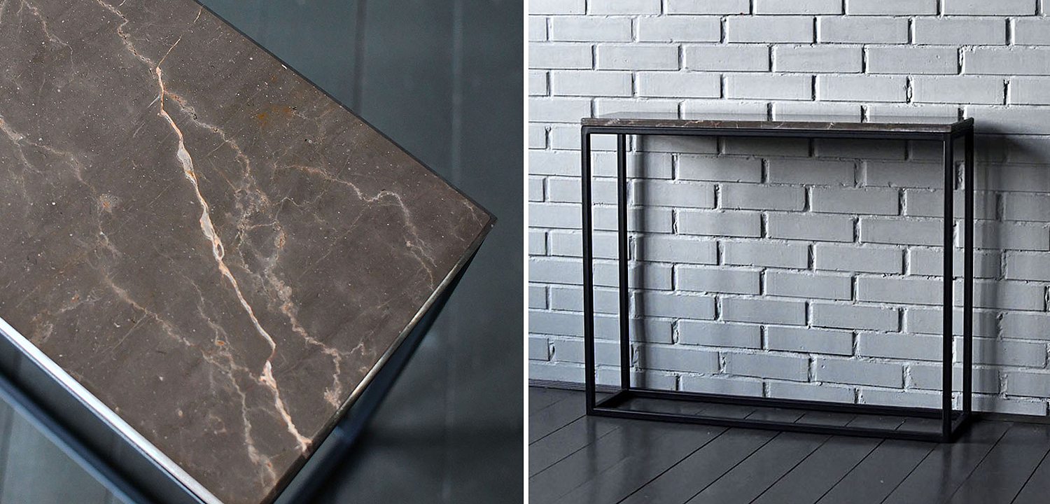 Консоль с коричневой мраморной столешницей Different Marble Brown Консоль с коричневой мраморной столешницей Different Marble Brown - Loft-Concept в Волгограде