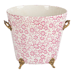 Кашпо из белого фарфора с розовым цветочным орнаментом Eden Garden варинант исполнения - 1 | Loft Concept в Волгограде