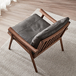 Кресло c каркасом из массива дерева и мягкой кожаной обивкой Walnut Armchair варинант исполнения - 3 | Loft Concept в Волгограде