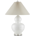 Настольная лампа фарфоровая с плиссированным конусовидным абажуром White Glaze варинант исполнения - 3 | Loft Concept в Волгограде