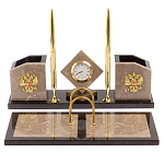 Настольный письменный набор из бежевого мрамора с часами Marble Accessory варинант исполнения - 1 | Loft Concept в Волгограде