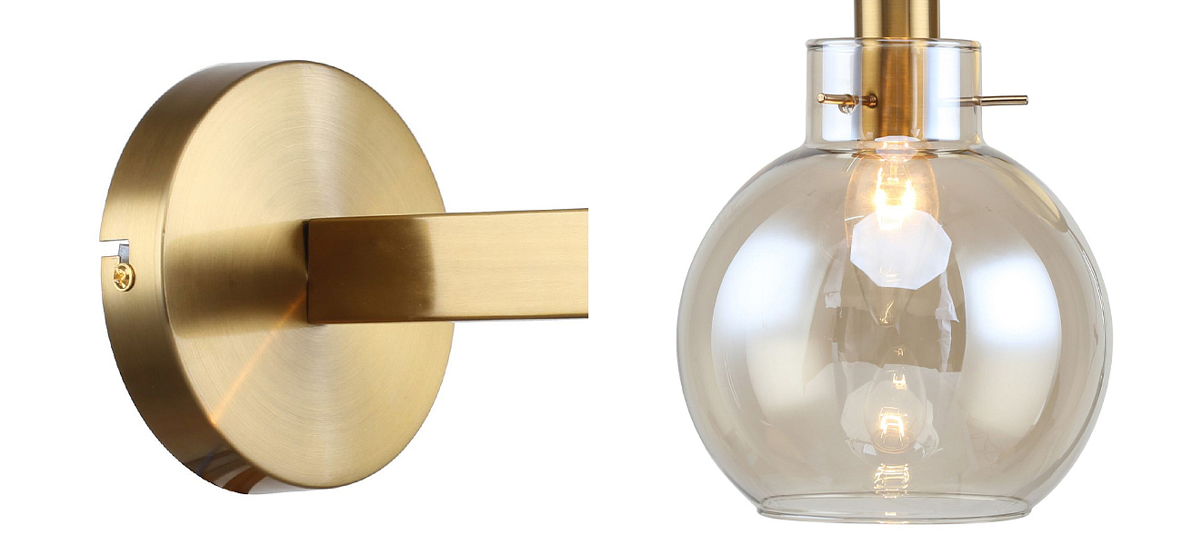 Бра с плафоном коньячного цвета Carmella Globe Brass Бра с плафоном коньячного цвета Carmella Globe Brass - Loft-Concept в Волгограде