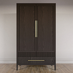 Шкаф платяной Primo с выдвижными ящиками шпон Темный орех варинант исполнения - 2 | Loft Concept в Волгограде