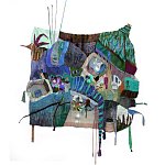 Панно гобелен яркие Пространство-Время TimeSpace Blue варинант исполнения - 2 | Loft Concept в Волгограде