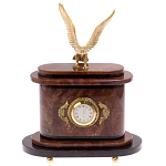 Часы настольные бронзовые из натурального камня Лемезит с декором в виде горного орла Eagle Stone Clock варинант исполнения - 1 | Loft Concept в Волгограде