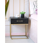 Приставной столик с резным узором на выдвижном ящике Black Table Carved Pattern варинант исполнения - 8 | Loft Concept в Волгограде