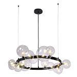 Люстра круглая подвесная с 15-ю прозрачными шарообразными плафонами из стекла Iona chandelier варинант исполнения - 7 | Loft Concept в Волгограде