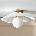 Потолочный светильник с белым плиссированным абажуром Headquarters варинант исполнения - 1 | Loft Concept в Волгограде