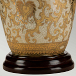 Настольная лампа с фарфоровым основанием с декоративным орнаментом и белым абажуром на темной круглой подставке Elstead Lighting варинант исполнения - 9 | Loft Concept в Волгограде