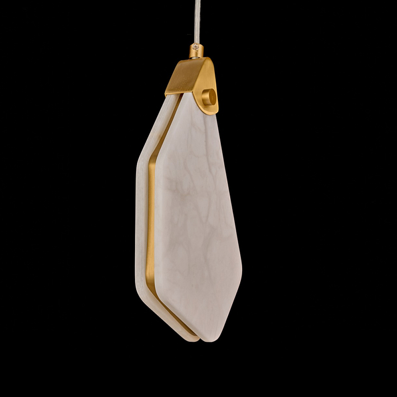 Подвесной светильник фигурный плафон Stone Polygon Белый Латунь в Волгограде | Loft Concept 