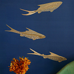 Обои с вышивкой ручной работы Deco Fish Aurum colourway on Caribbean Sea slub silk варинант исполнения - 1 | Loft Concept в Волгограде