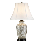 Настольная лампа с фарфоровым основанием с декоративным орнаментом и белым абажуром на темной круглой подставке Elstead Lighting варинант исполнения - 11 | Loft Concept в Волгограде