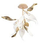 Люстра потолочная с белыми матовыми и золотыми глянцевыми листьями Wintery flovers варинант исполнения - 1 | Loft Concept в Волгограде