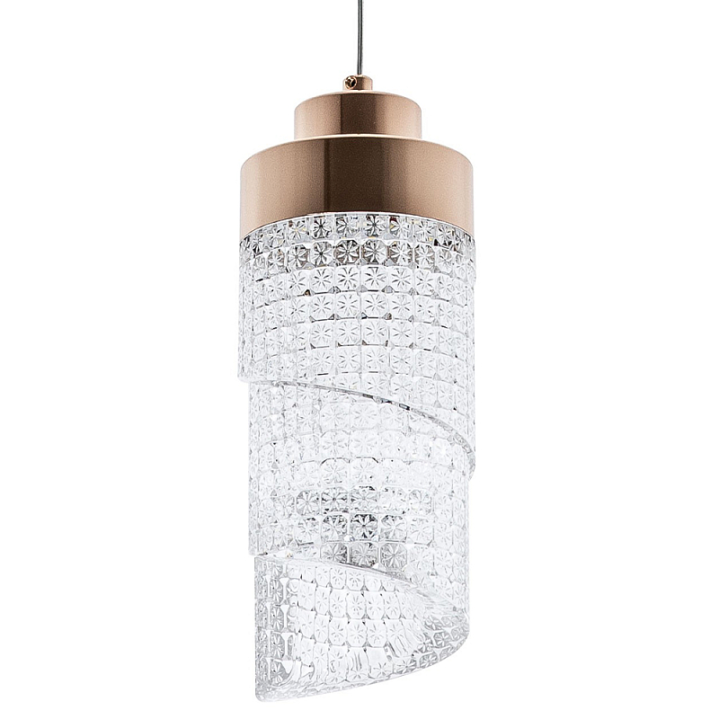 Подвесной светильник со спиралевидным плафоном из акрила Spiral Acrylic Gold Hanging Lamp Глянцевое золото Прозрачный Подвесной светильник со спиралевидным плафоном из акрила Spiral Acrylic Gold Hanging Lamp Глянцевое золото Прозрачный в Волгограде | Loft Concept