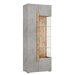 Шкаф-витрина с фасадом цвета серый бетон и стеклянными дверками Grace of Furniture варинант исполнения - 2 | Loft Concept в Волгограде